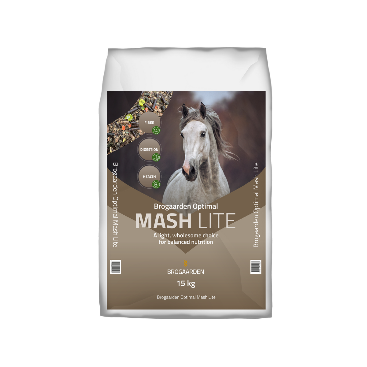 Brogaarden Mash Lite hestemash i 15 kg sæk