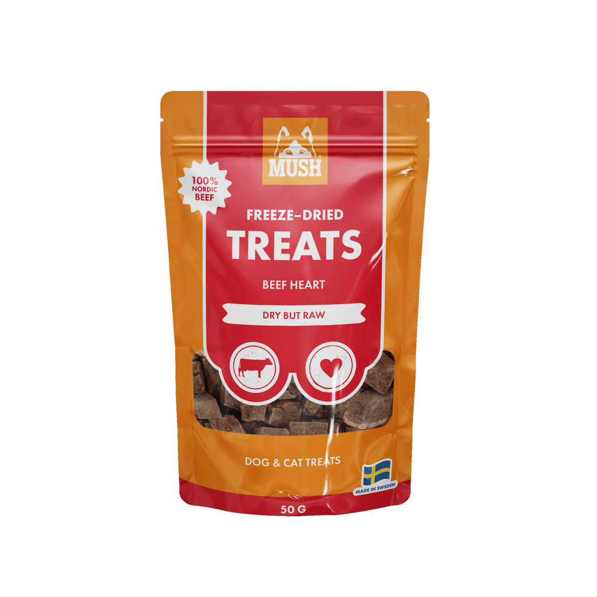 MUSH Treat Oksehjerte i 50 g pose