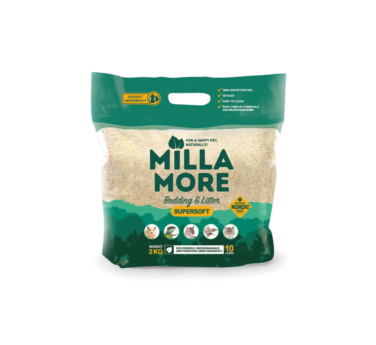 Millamore Supersoft Strøelse 10 ltr i 2 kg pose til høns fra Milla More