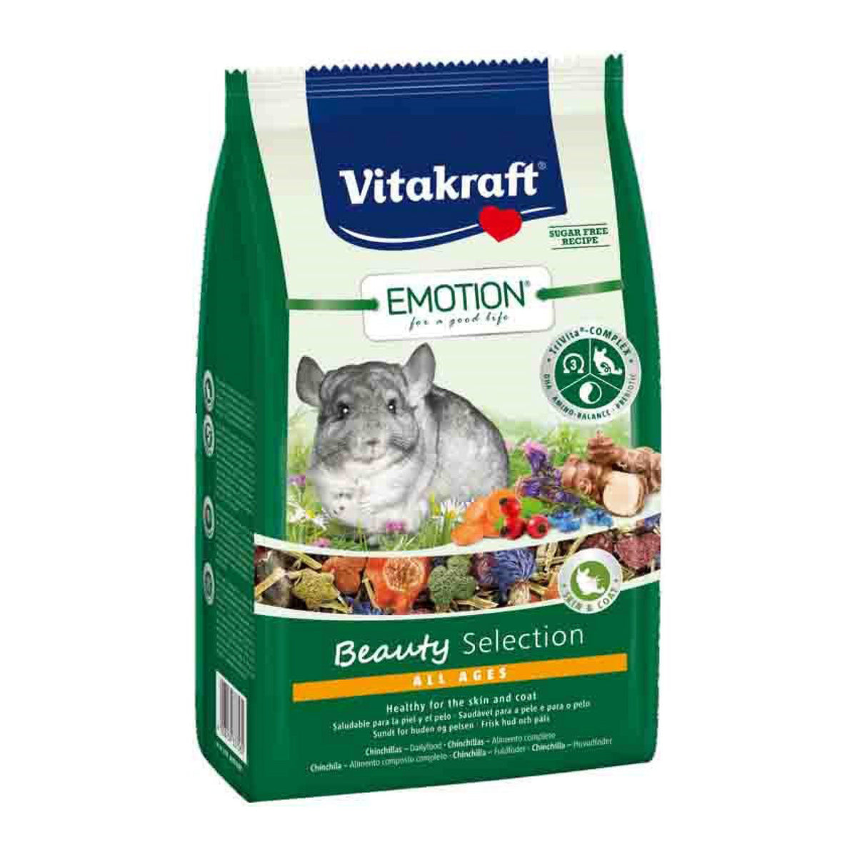 Vitakraft Emotion Beauty Chinchillafoder i 600 g pose til kaniner og gnavere