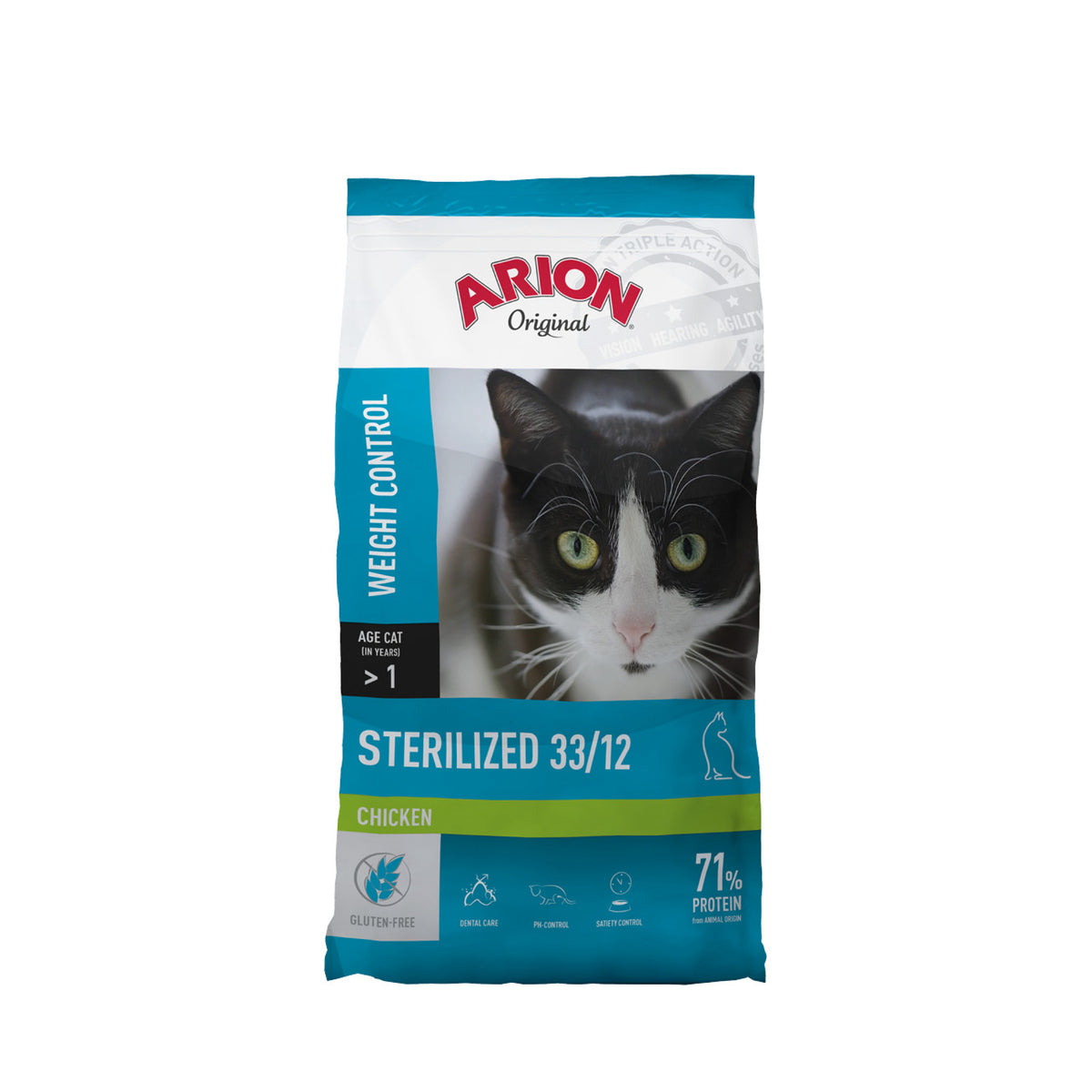 ARION Cat Sterilized Weight Control Chicken i 2 kg pose til katte