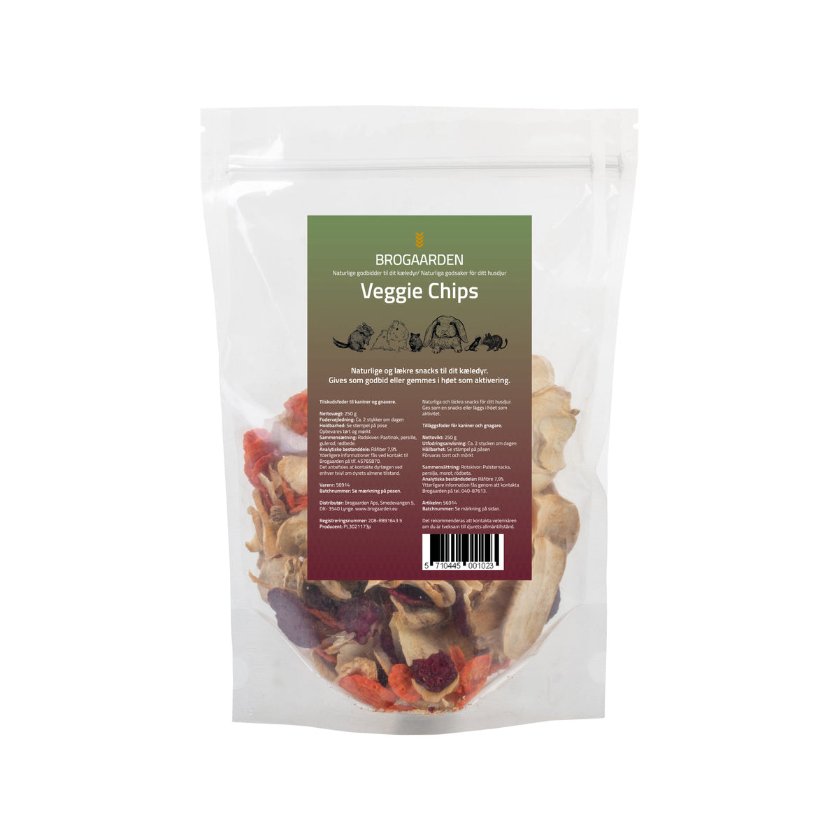Brogaarden Veggie Chips i 250 g pose til kaniner og gnavere