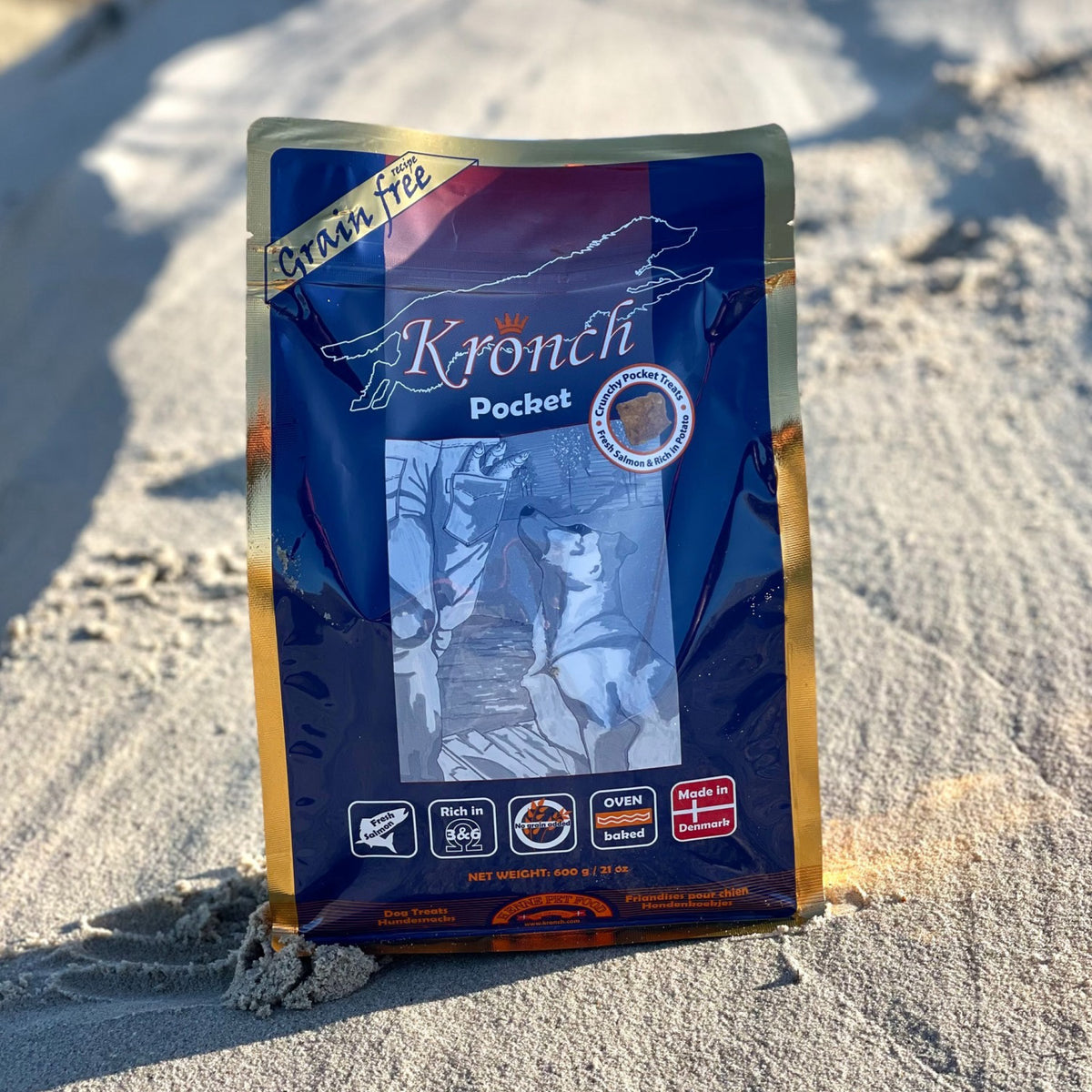 Kronch Pocket Laksegodbid i 600 g pose til hunde – billede 3
