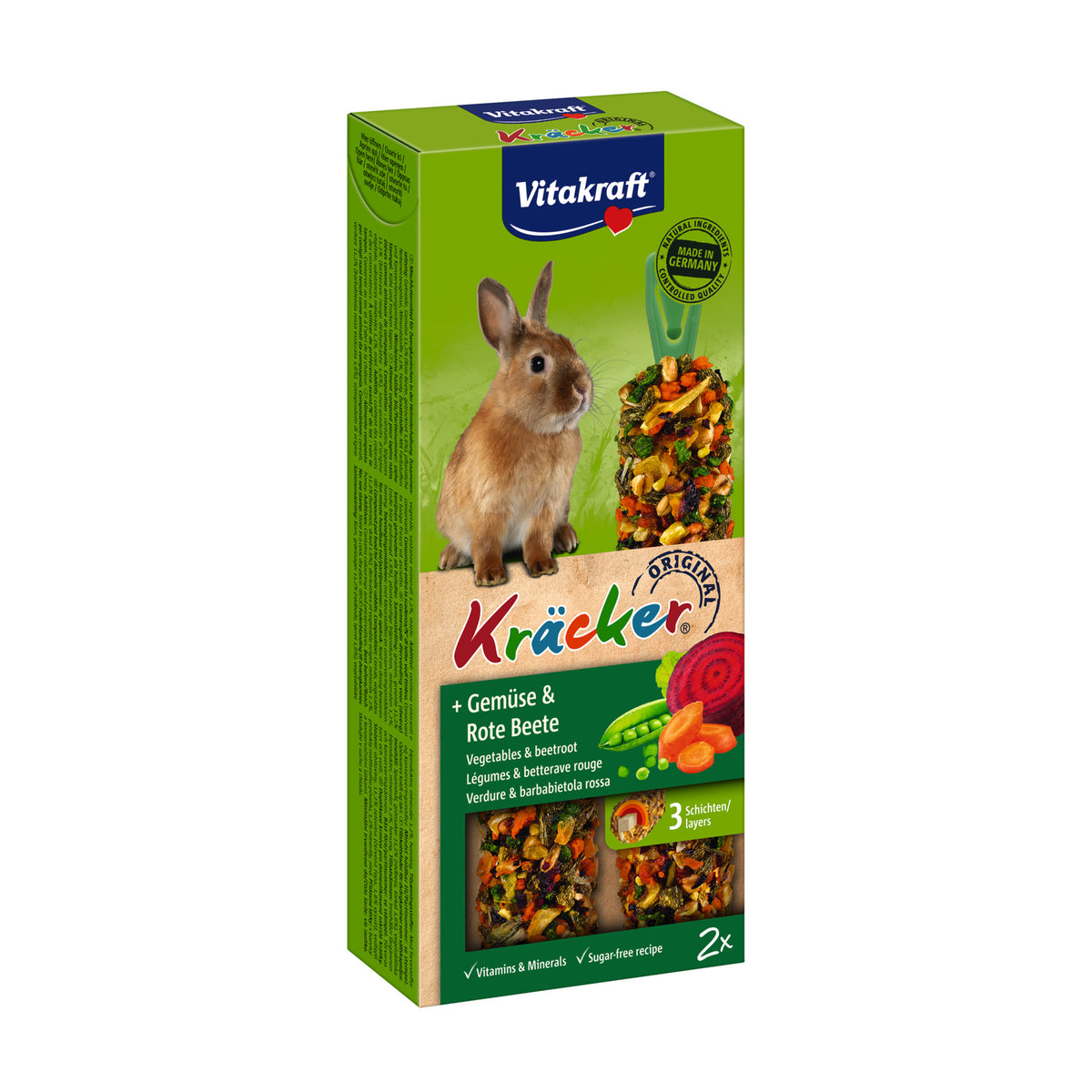 Kräcker Kaninsnack Grøntsager & Rødbede i 2 stk pakning til kaniner og gnavere fra Vitakraft