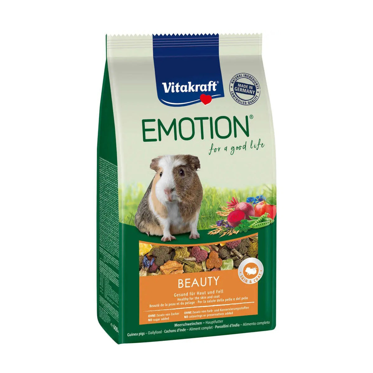 Vitakraft Emotion Beauty Adult Marsvinefoder i 600 g pose til kaniner og gnavere