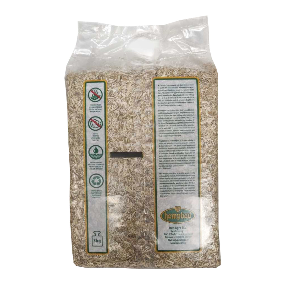 Hempbed Hampestrøelse Neutral i 3 kg pose til kaniner og gnavere