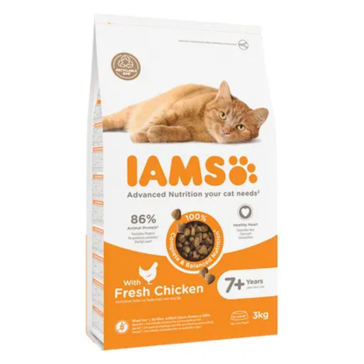 IAMS Mature/senior Kylling i 3 kg pose til katte