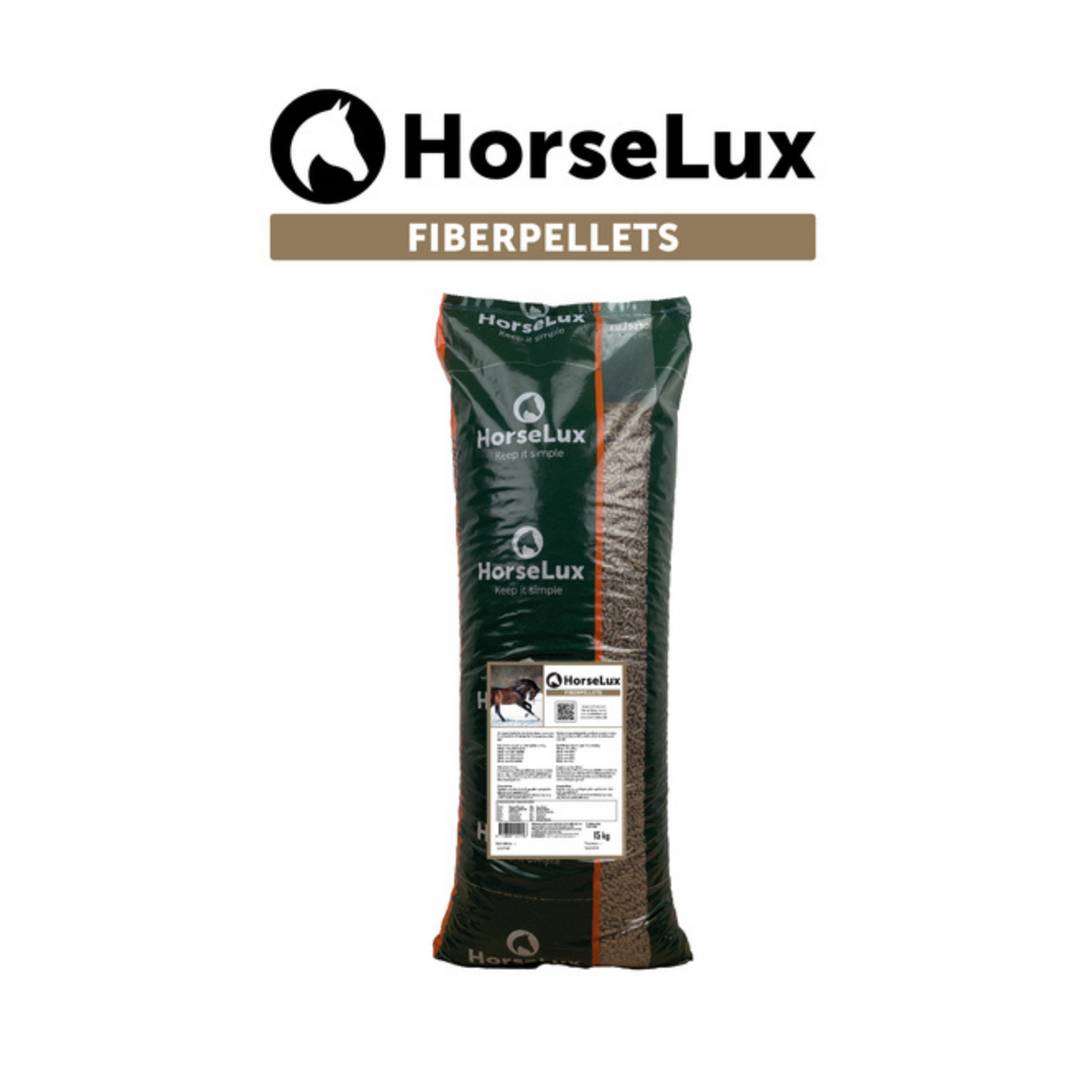 HorseLux Fiberpellets i 15 kg sæk til heste