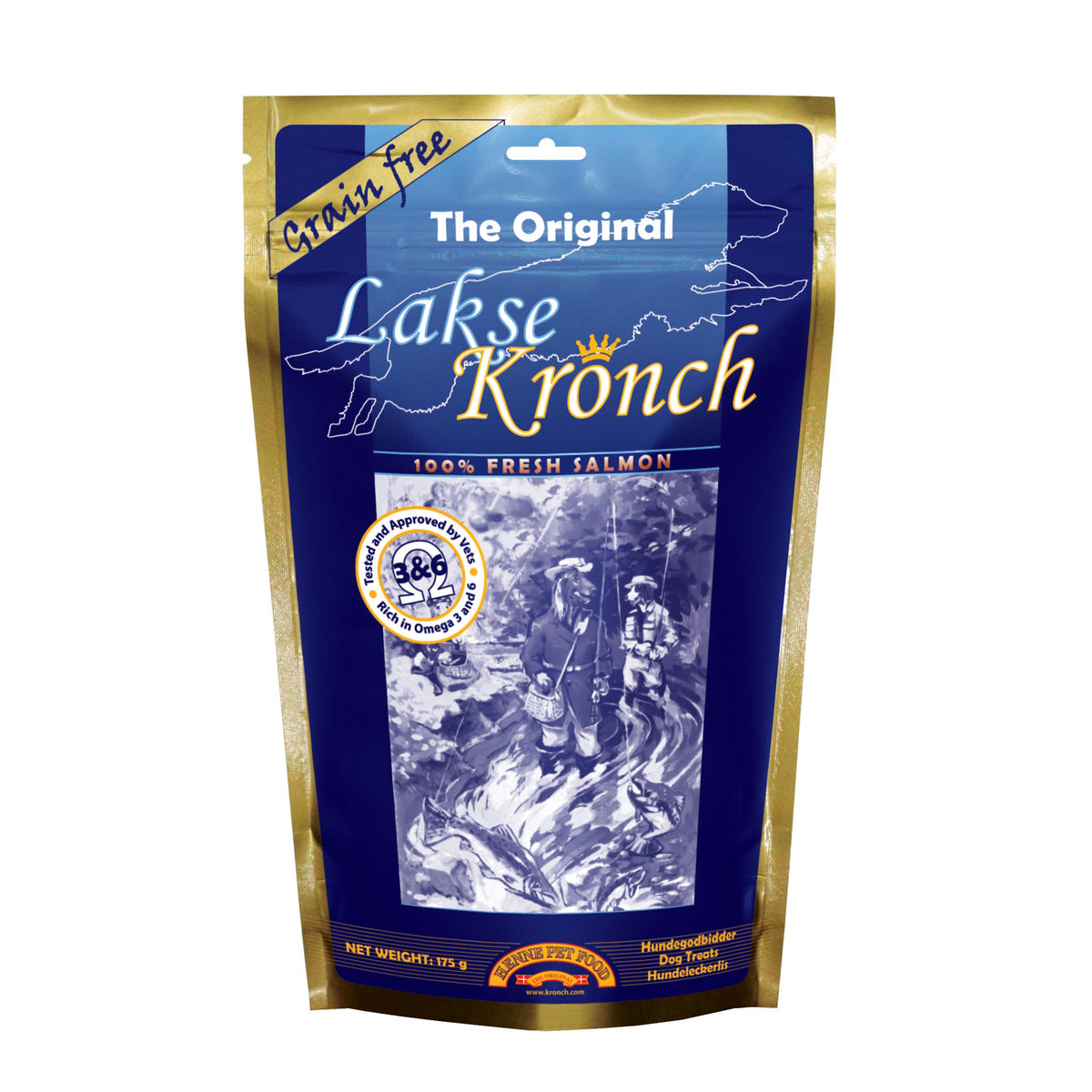 Kronch The Original 100% Laks i 175 g pose til hunde