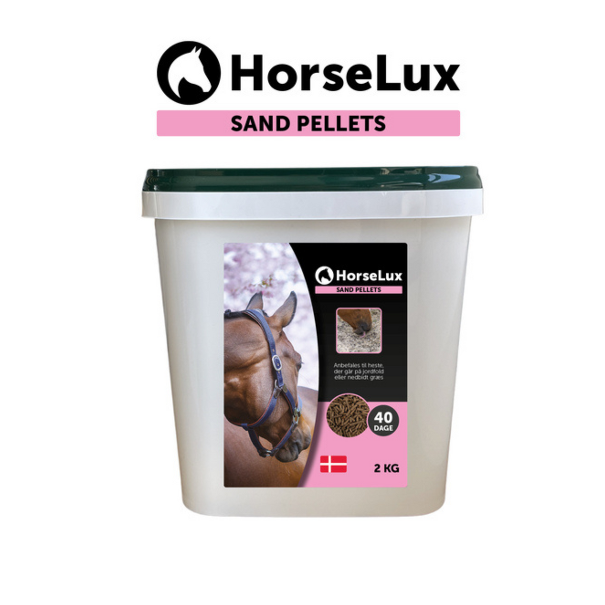 HorseLux Sandpellets Loppefrøskaller i 2 kg pose til heste