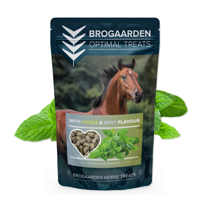 Brogaarden Optimal Treats Urter & Pebermynte hestefoder i 1 kg pose