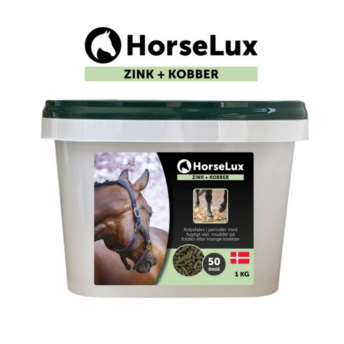 HorseLux Zink + Kobber Pellets hestefoder i 1 kg pose