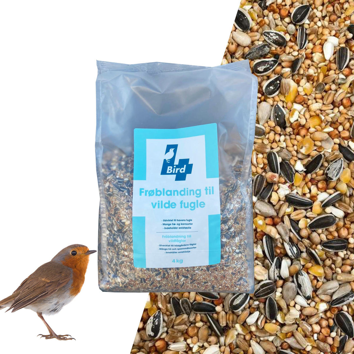 4Birds Vildfugleblanding Luxus i 4 kg pose vildtfuglefoder fra 4Bird