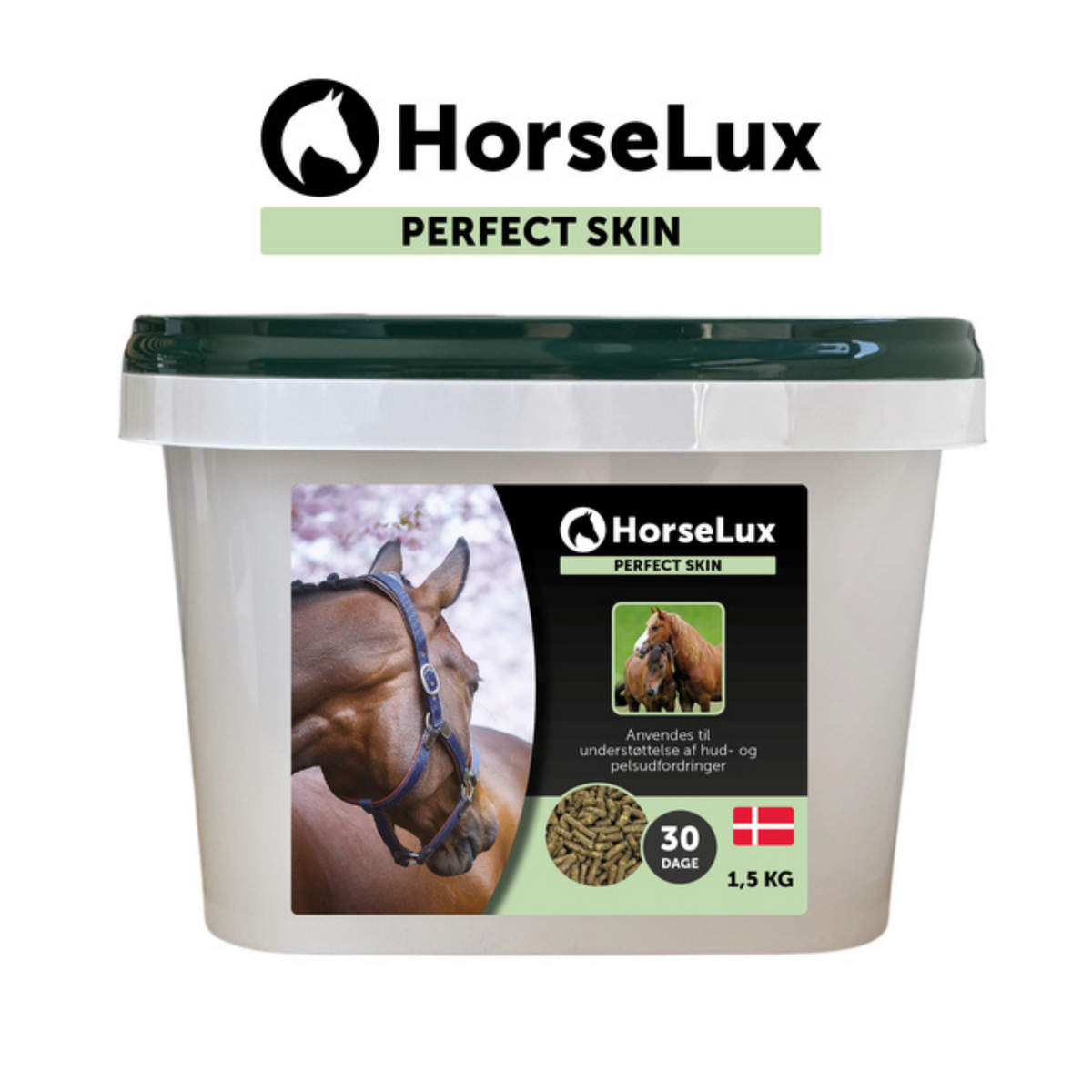 HorseLux Perfect Skin Pellets i 1,5 kg pose til heste