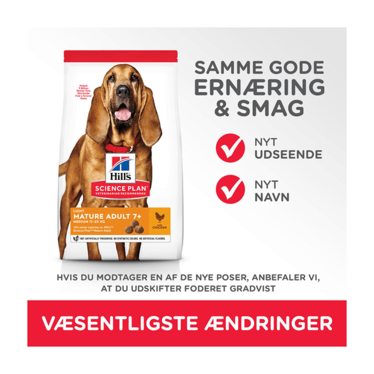 Hills Mature Adult 7+ Light Medium Chicken i 12 kg sæk til hunde – billede 3
