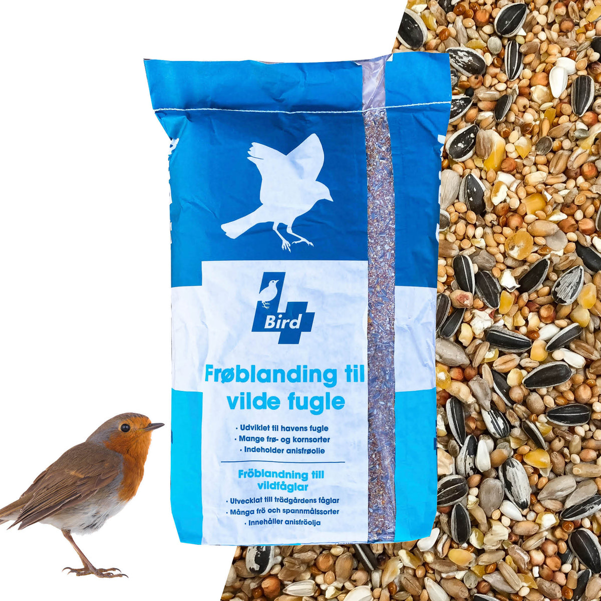 4Birds Vildfugleblanding Luxus i 15 kg sæk vildtfuglefoder fra 4Bird