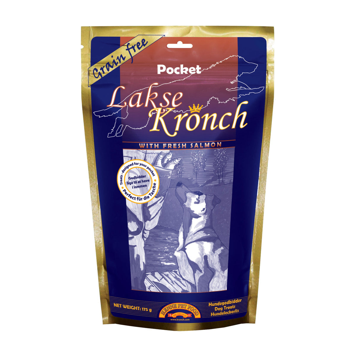 Kronch Pocket Laksegodbid i 175 g pose til hunde