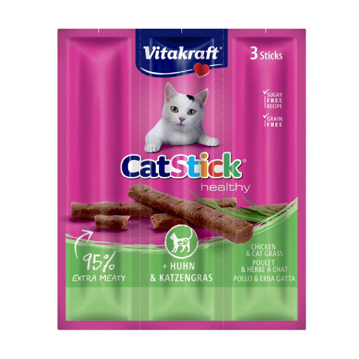 Vitrakraft Cat-Stick Godbidder til katte Kylling og Kattegræs til katte fra Vitakraft