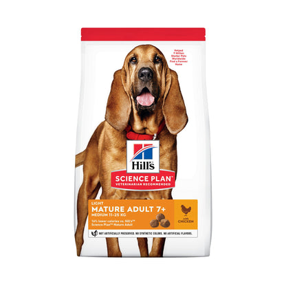 Hills Mature Adult 7+ Light Medium Chicken i 12 kg sæk til hunde