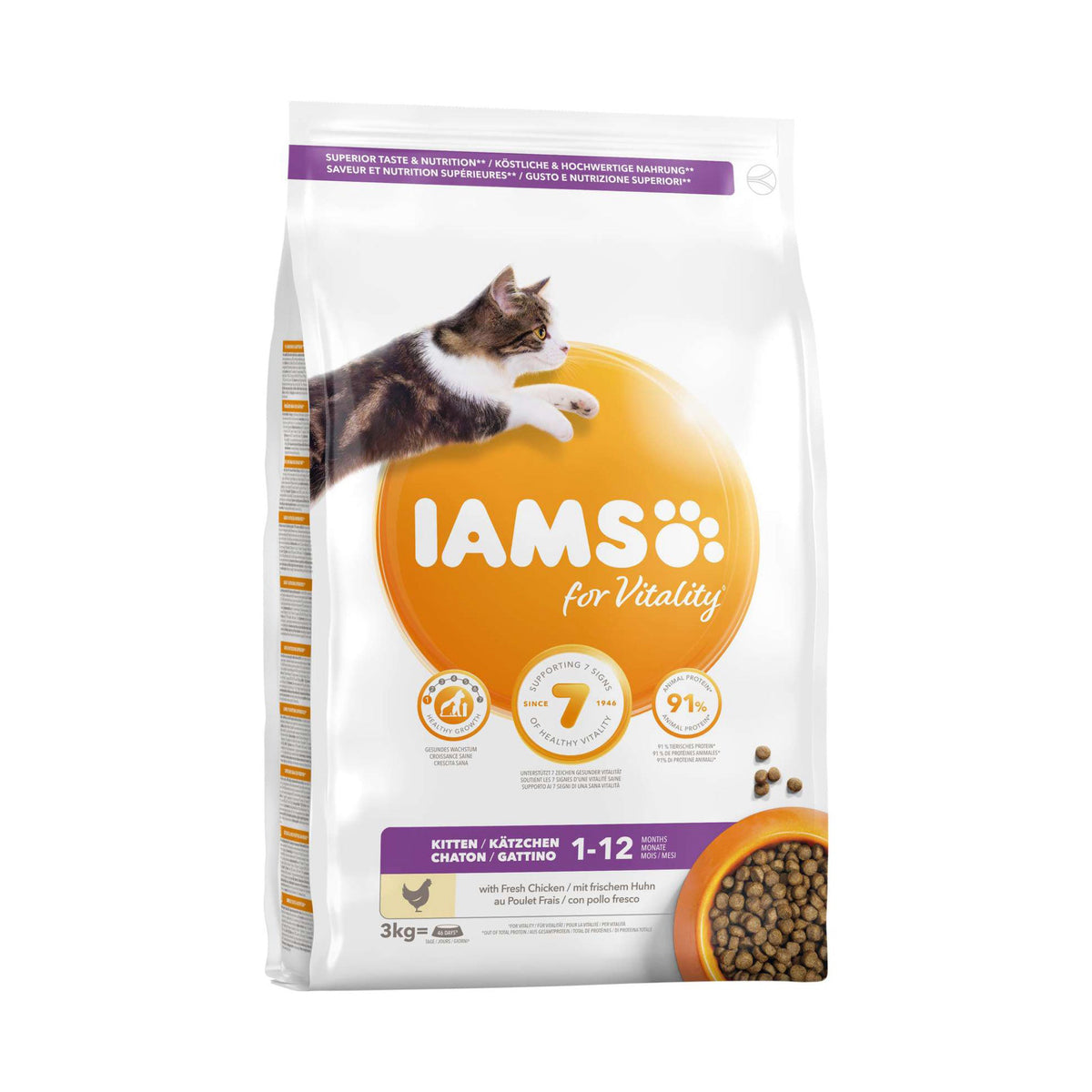 IAMS Kitten / Junior Kylling i 10 kg sæk til katte