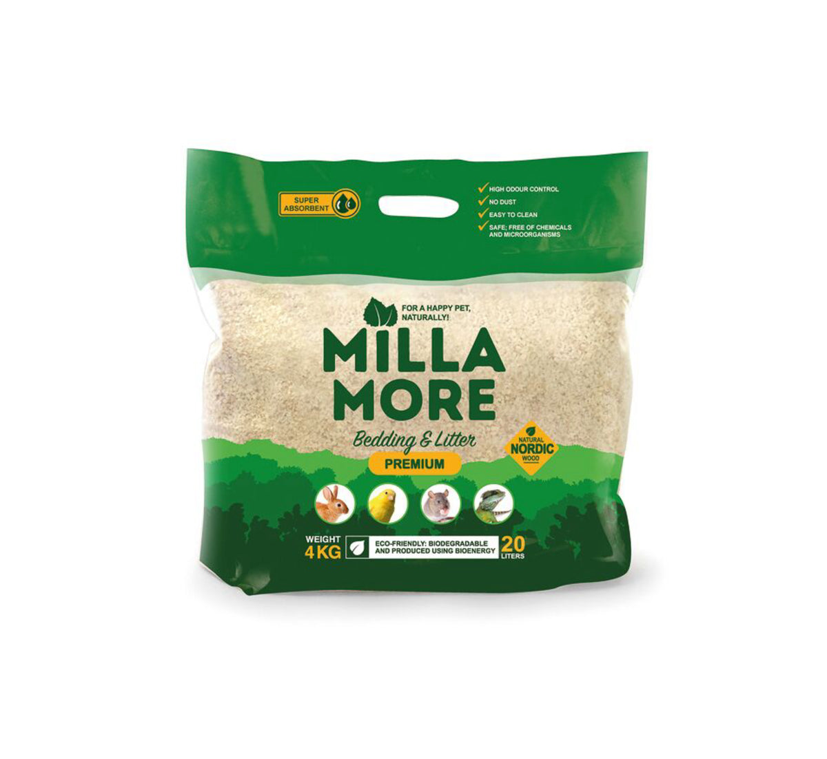 Millamore Premium Strøelse 20 ltr i 4 kg pose til høns fra Milla More