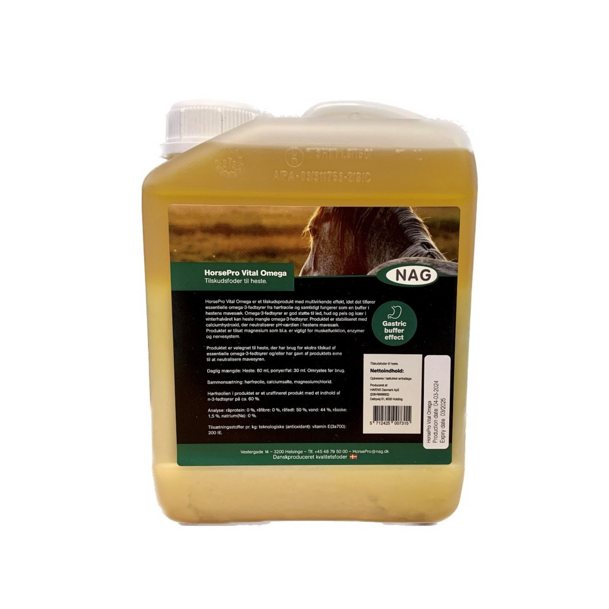 Horsepro Vital Omega 5L i 5 l dunk til heste fra NAG
