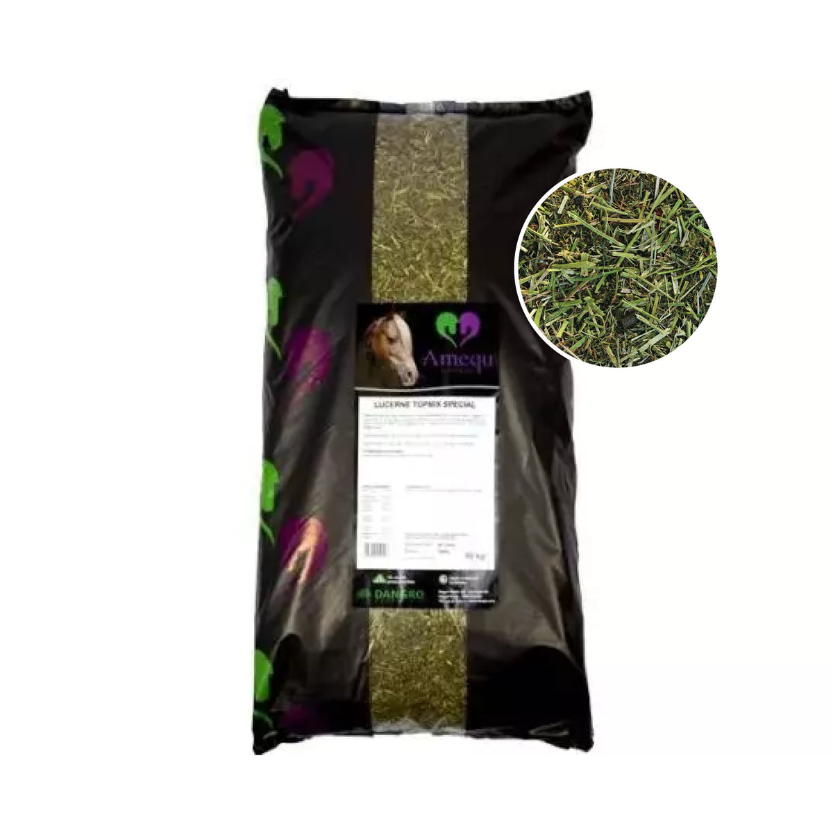 Amequ TopMix Special Lucerne hestefoder i 10 kg sæk fra Brogaarden