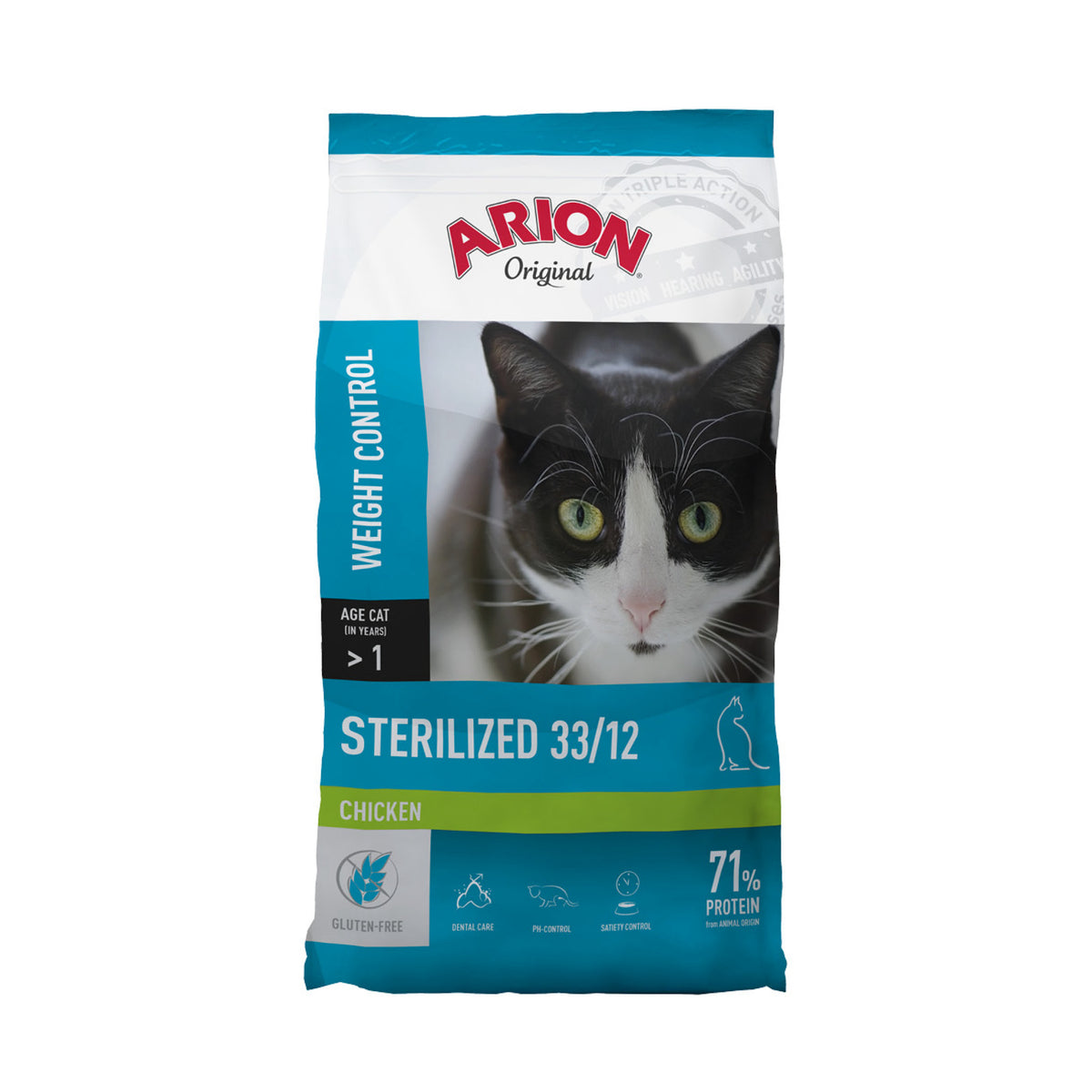 ARION Cat Sterilized Weight Control Chicken i 7,5 kg pose til katte