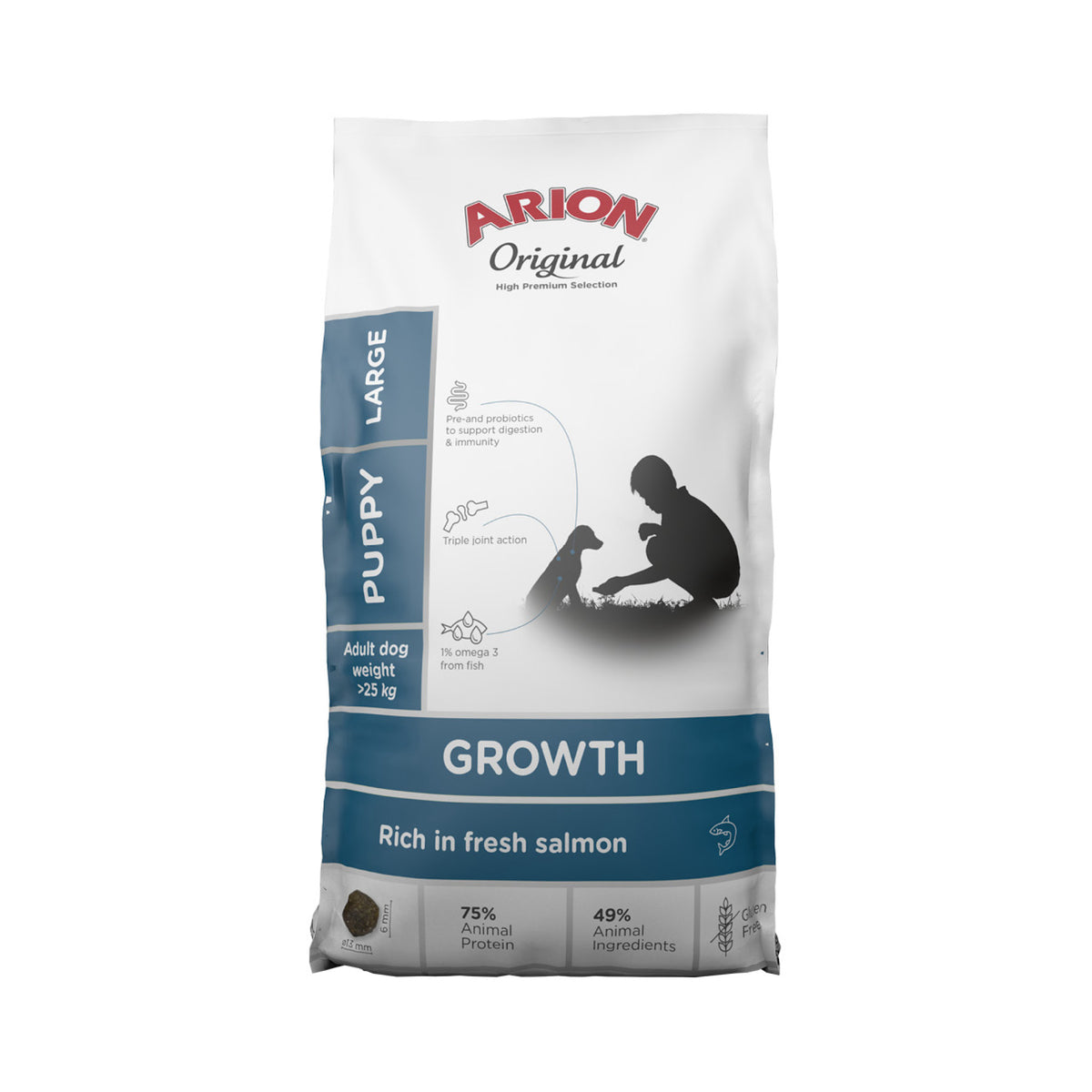 ARION Growth Puppy Large Fish i 12 kg sæk til hunde