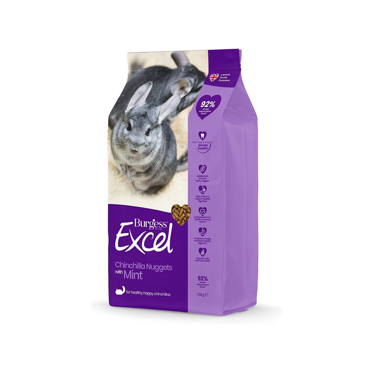 Burgess Excel Chinchilla i 1,5 kg pose til kaniner og gnavere – billede 2