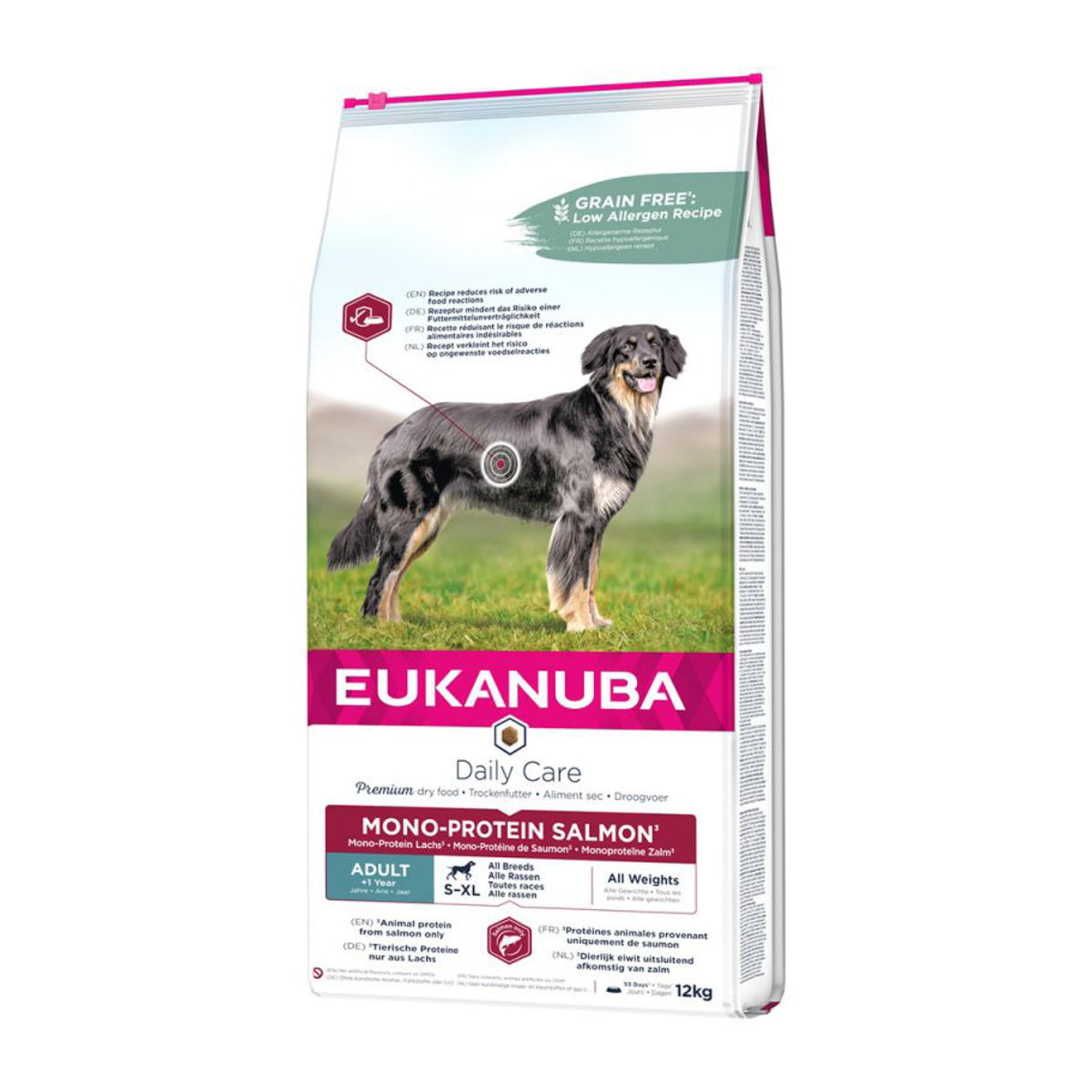 Eukanuba Adult Mono-Protein Salmon Kornfri i 12 kg sæk til hunde