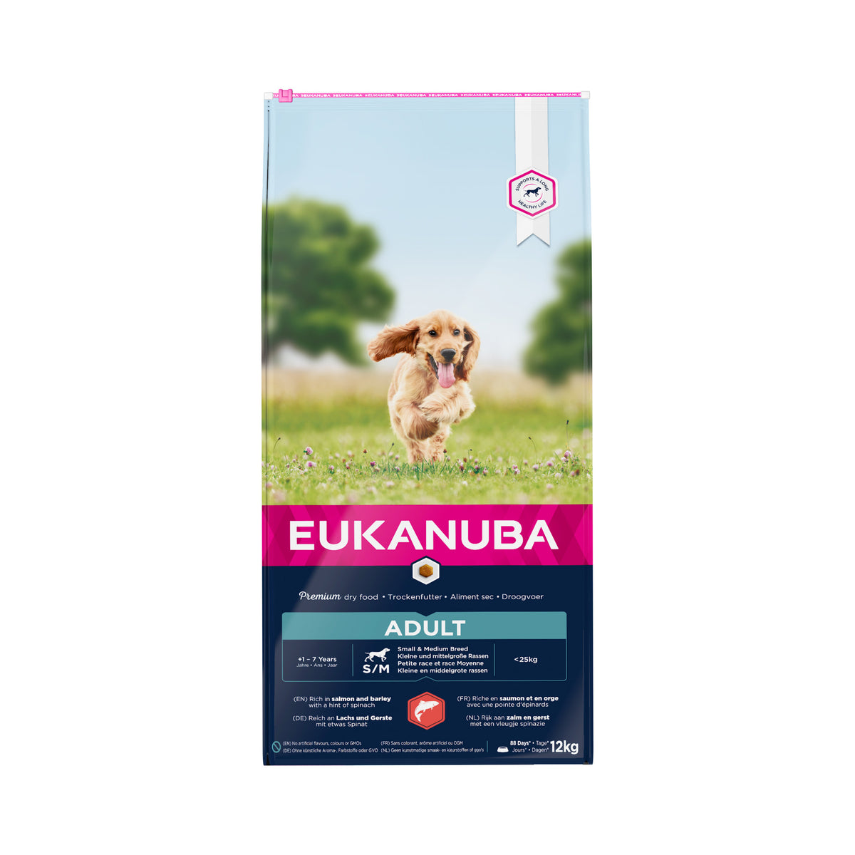 Eukanuba Adult Small/Medium Laks i 12 kg sæk til hunde