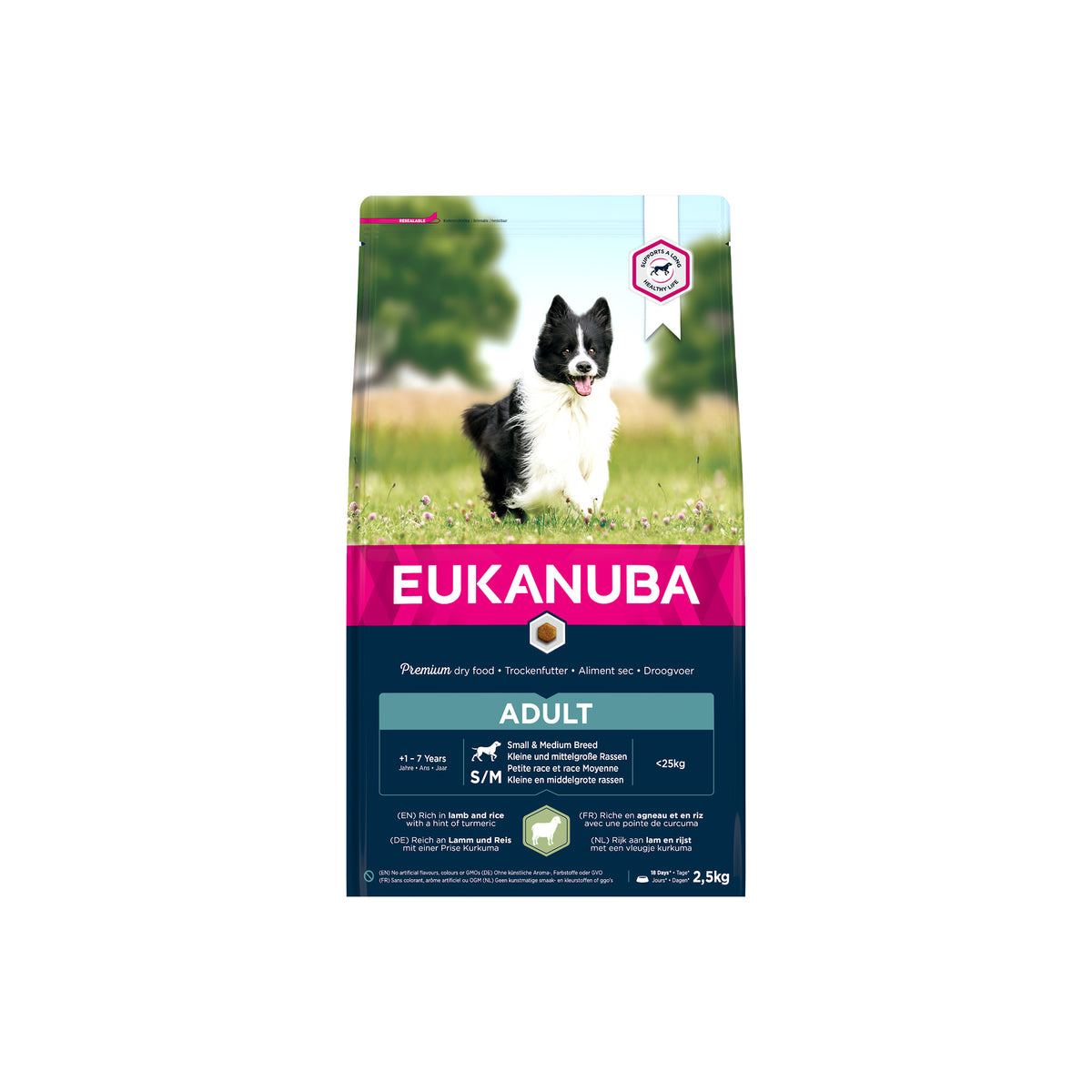 Eukanuba Adult Small/Medium Lam & Ris i 2,5 kg pose til hunde