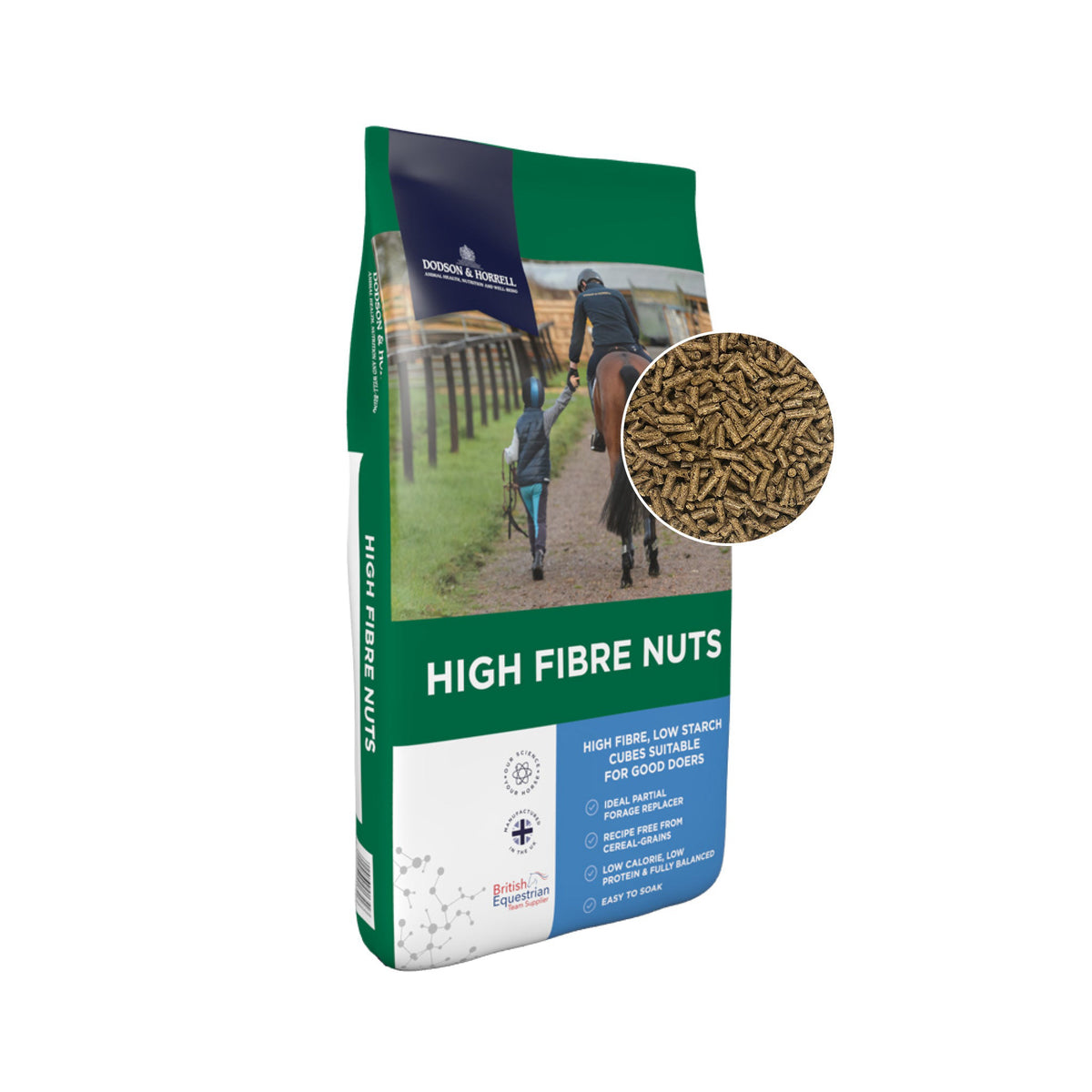 D&H High Fibre Nuts hestefoder i 20 kg sæk fra Dodson & Horrell