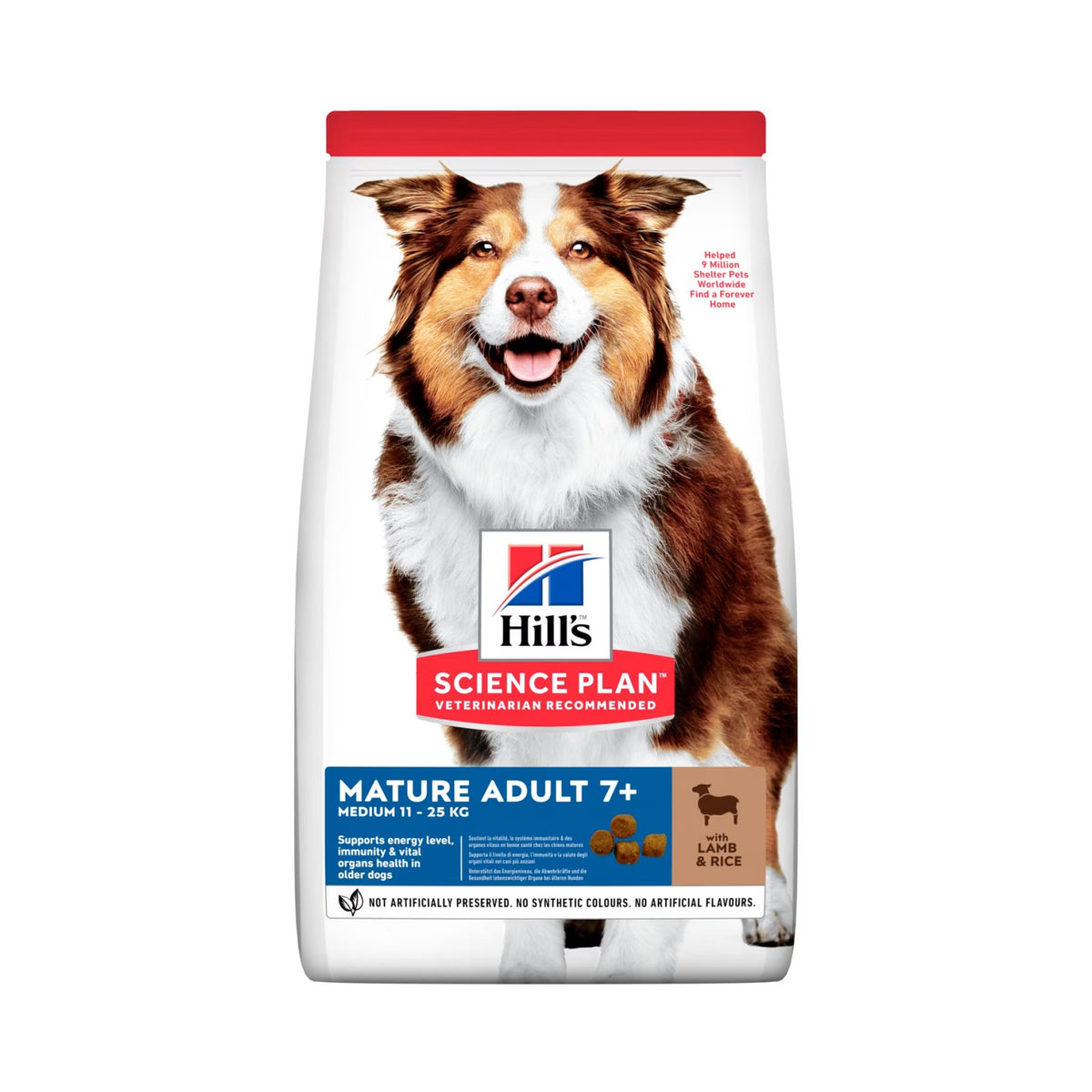 Hills Mature Adult 7+ Medium Breed Lamb & Rice i 12 kg sæk til hunde
