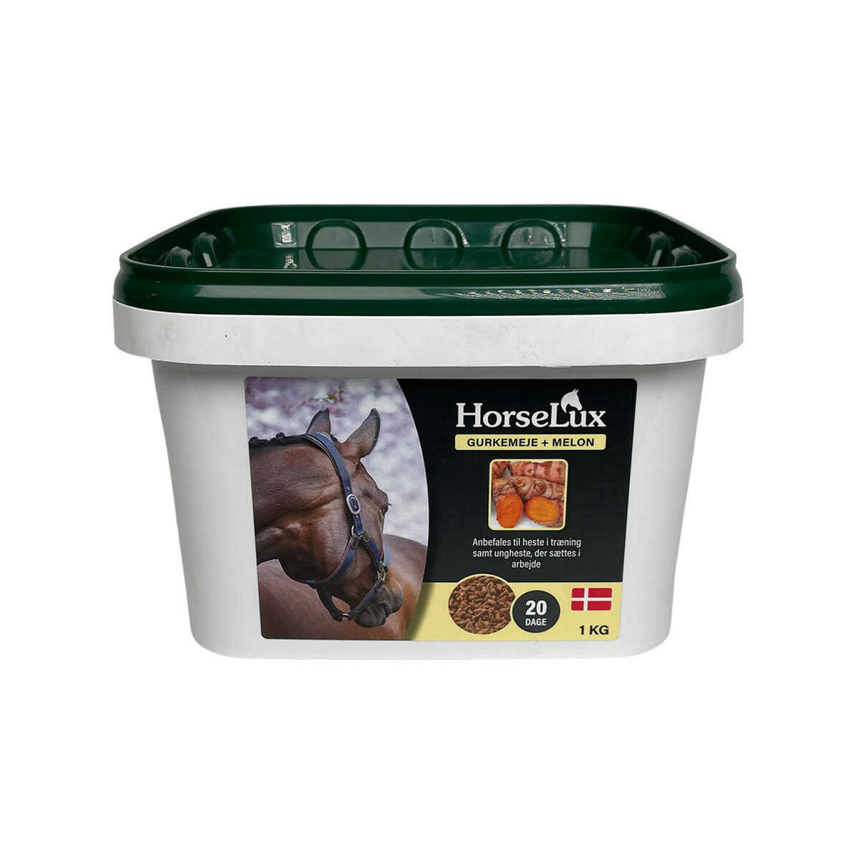 HorseLux Gurkemeje + Melon Pellets i 1 kg pose til heste