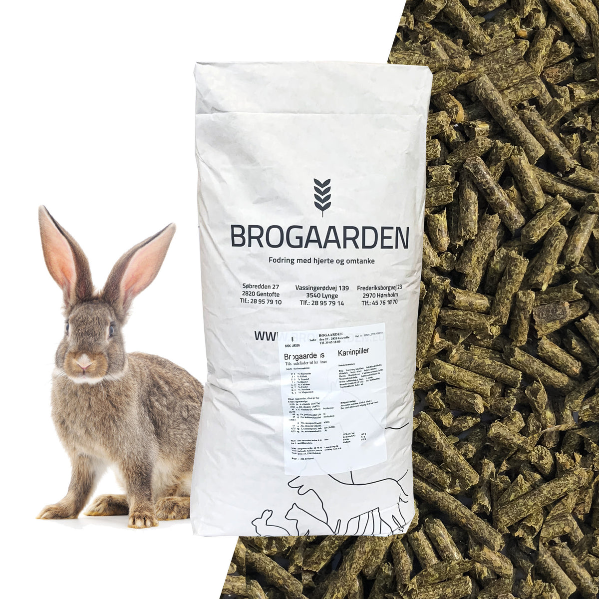 Kaninpiller i 18 kg sæk til kaniner fra Brogaarden