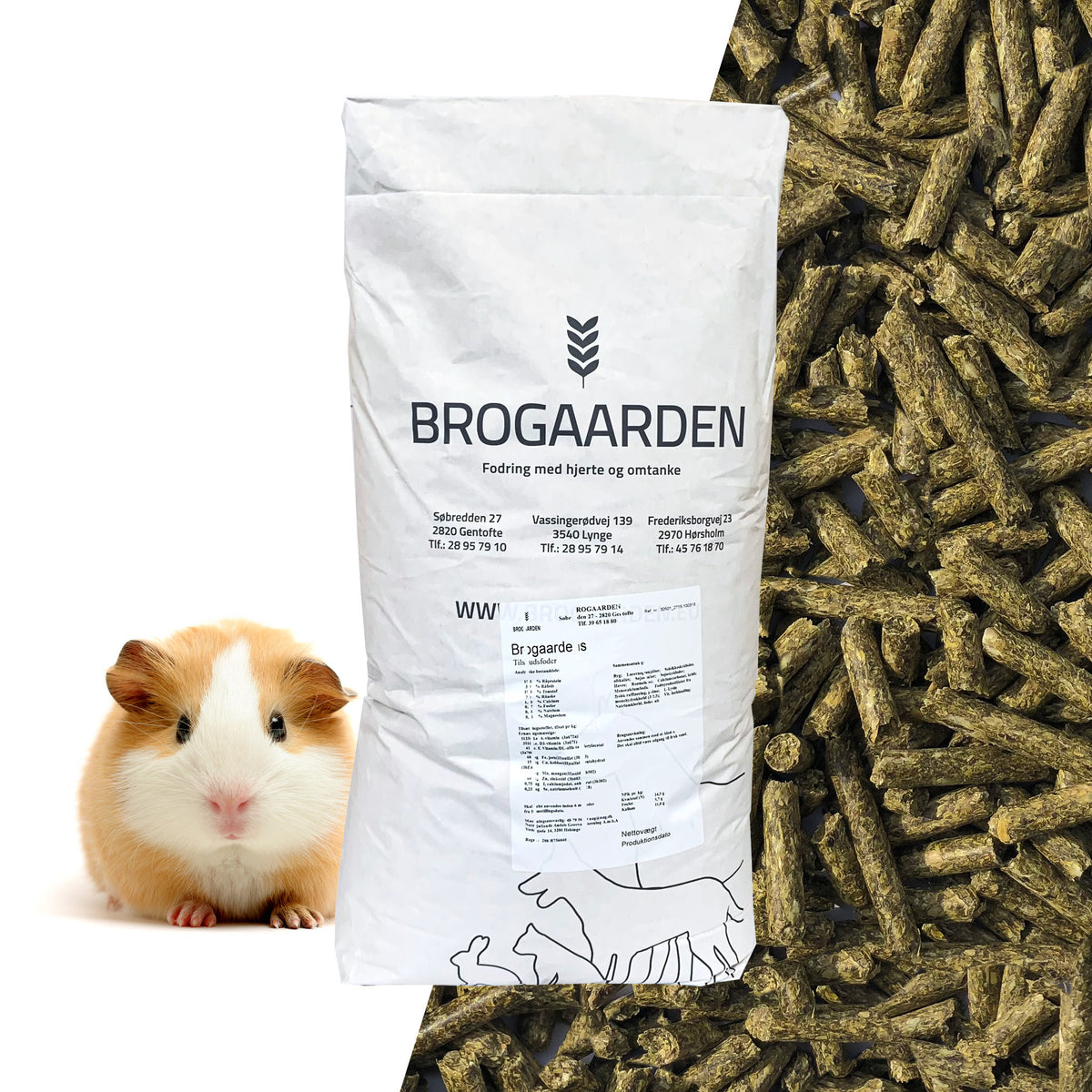 Marsvinepiller med C-vitamin i 18 kg sæk til marsvin fra Brogaarden