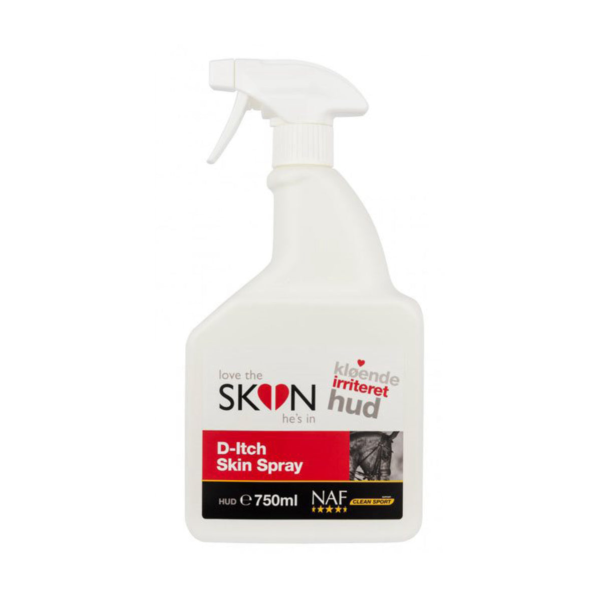 NAF D-Itch Skin Spray Antikløe i 750 ml flaske til heste