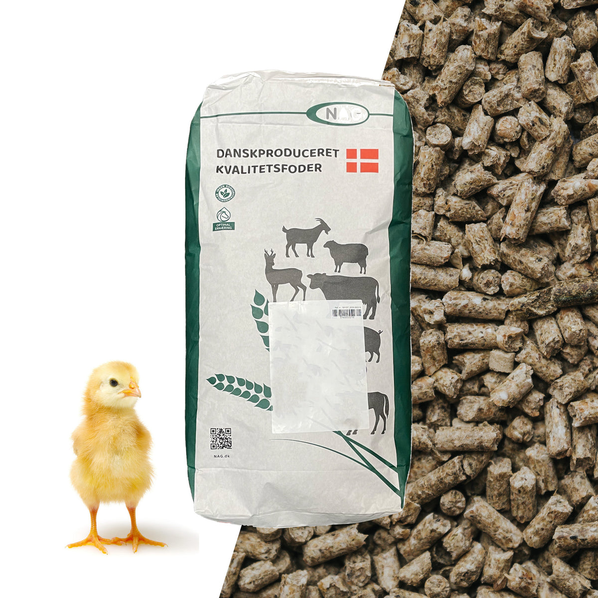 Kyllingefoder Voksefoder 8-18 uger i 20 kg sæk til høns fra NAG