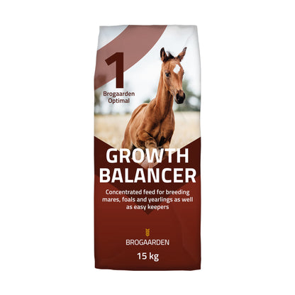 Optimal 1 Growth Balancer hestefoder i 15 kg sæk fra Brogaarden