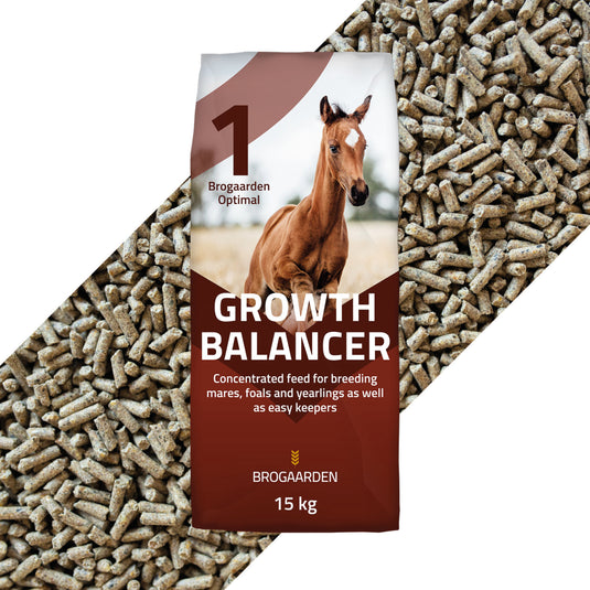 Optimal 1 Growth Balancer hestefoder i 15 kg sæk fra Brogaarden