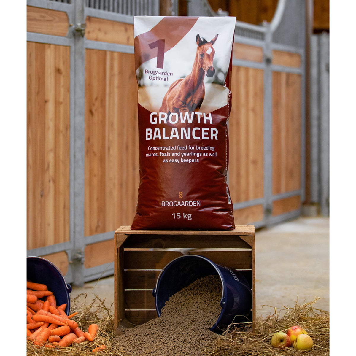 Optimal 1 Growth Balancer hestefoder i 15 kg sæk fra Brogaarden
