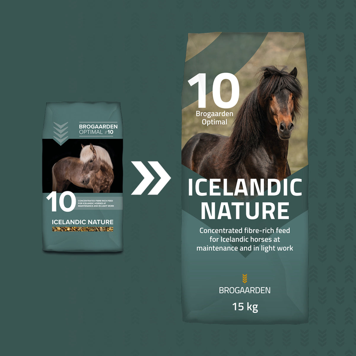 Optimal 10 Icelandic Nature hestefoder i 15 kg sæk fra Brogaarden