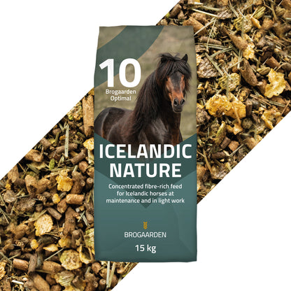 Optimal 10 Icelandic Nature hestefoder i 15 kg sæk fra Brogaarden