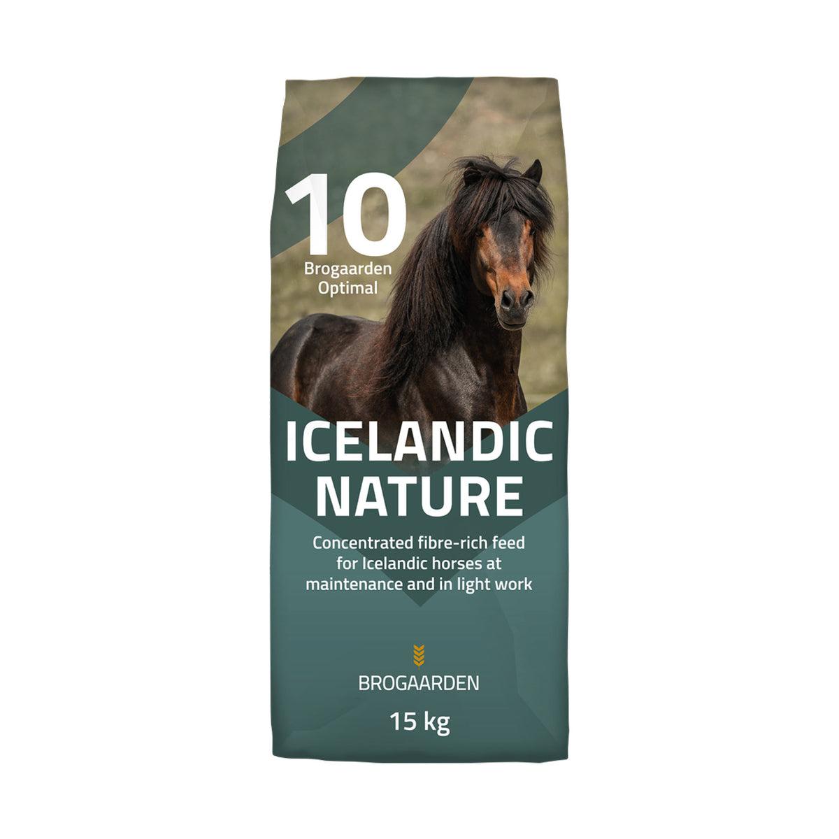 Optimal 10 Icelandic Nature hestefoder i 15 kg sæk fra Brogaarden