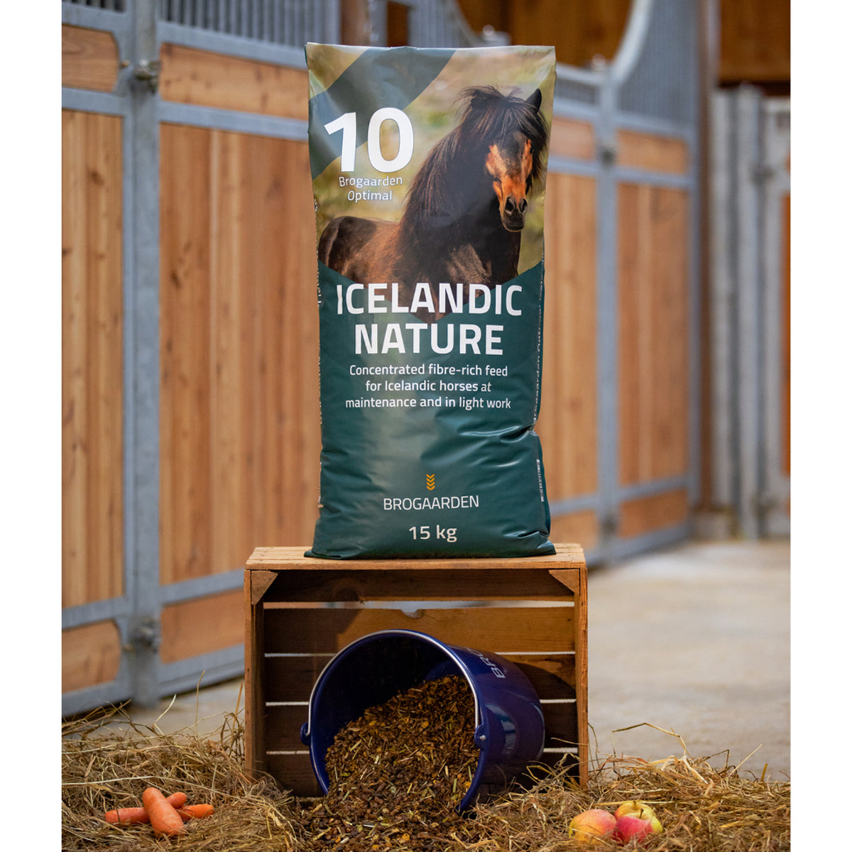 Optimal 10 Icelandic Nature hestefoder i 15 kg sæk fra Brogaarden