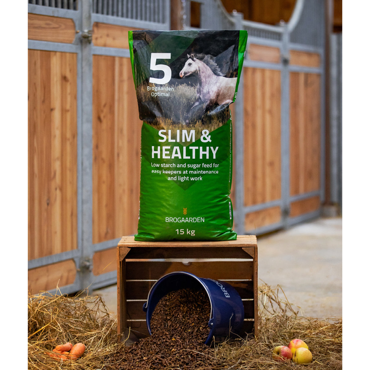 Optimal 5 Slim & Healthy hestefoder i 15 kg sæk fra Brogaarden