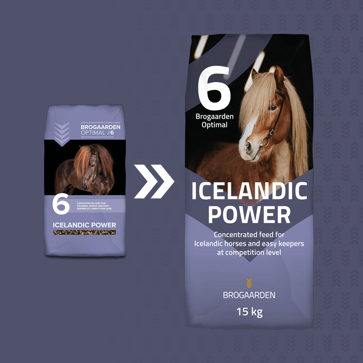 Optimal 6 Icelandic Power hestefoder i 15 kg sæk fra Brogaarden