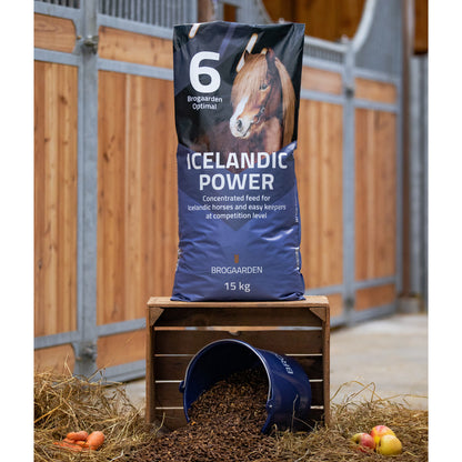 Optimal 6 Icelandic Power hestefoder i 15 kg sæk fra Brogaarden